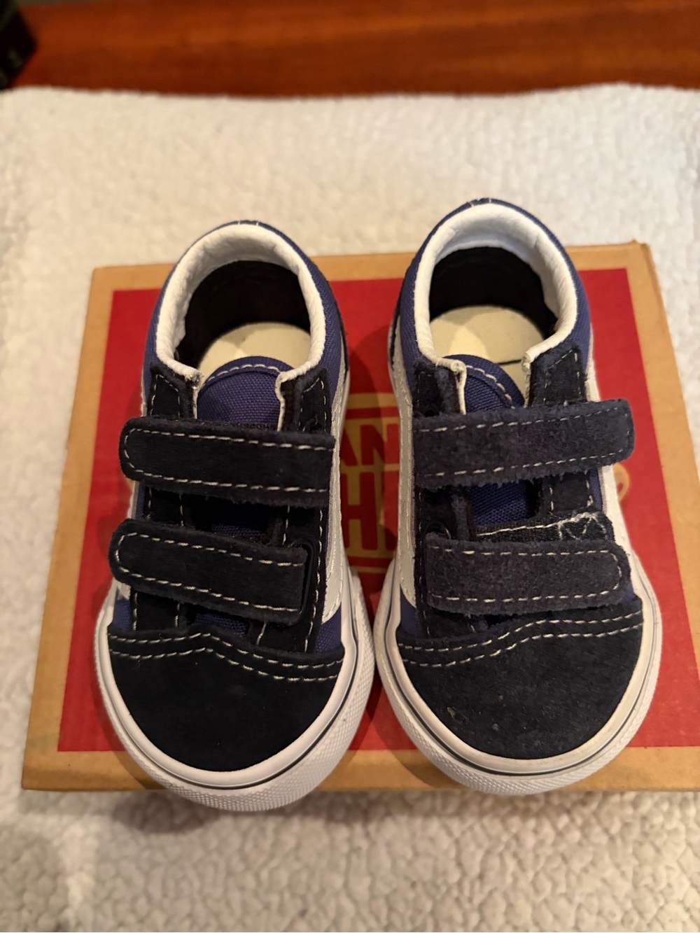 Vans Navy Blue and White Baby Walker Sneakers
